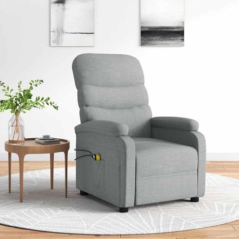 Massagesessel Elektrisch Hellgrau Stoff