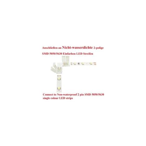 10 Stück 2-polige L-förmige LED-Streifenverbinder, rechtwinklige Eckverbinder für 10 mm breite einfarbige SMD 5050 5630 LED-Streifen, lötfrei [Clas - Crezuo] (1/3)