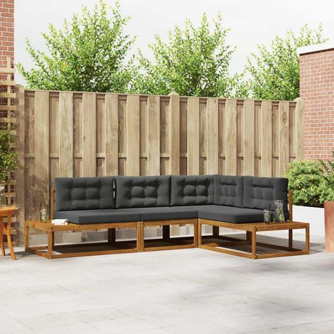 Outdoor-Sofagarnitur 4 Stück Natur und Anthrazit