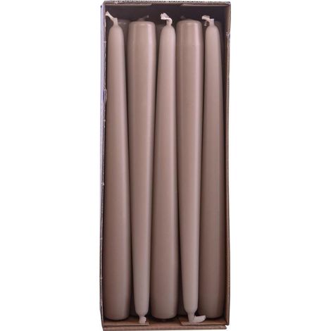 Cereria di Giorgio 10 Candele coniche Ø 2,2 cm Altezza 25 cm - Candele Decorative per la casa – Colore Tortora – Durata 7 Ore – Inodore – Cera vegana Naturale – Senza Olio di Palma – Made in Italy (1/2)