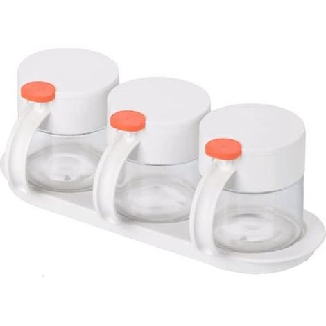 Gewürzbox, Gewürzglas aus Glas, orangefarbener, feuchtigkeitsbeständiger Aufbewahrungsdeckel (1/5)