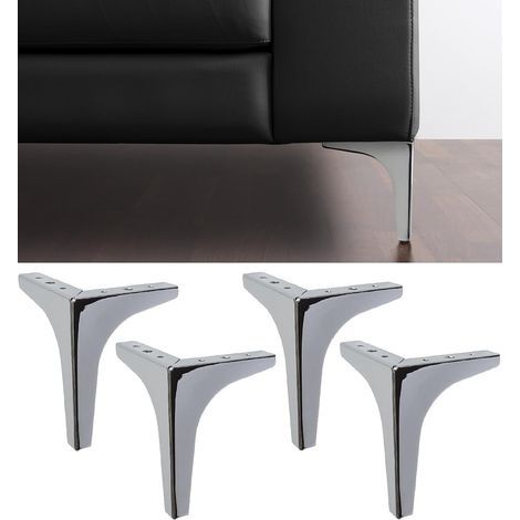 4 Pieds de Meuble et Canapés modèle Meta - Lot de 4 Pieds en Métal - Pieds au Élégante Design pour Fauteuils et Armoires - Couleur Chromé - Hauteur 130 mm (1/5)