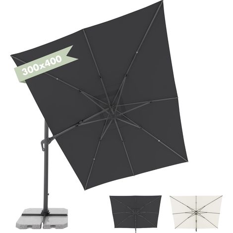 Doppler ombrellone a pendolo Jack 400x300cm al antracite I Ombrellone per balcone e terrazza I Ombrellone a manovella per giardino e terrazza I Ombrellone in alluminio resistente ai raggi UV (1/5)