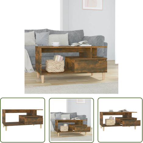 Table basse de salon, Table Café, Chêne fumé 90x49x45 cm Bois d'ingénierie OIB1204E (1/5)
