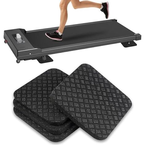 Tapis Antidérapant Pour Tapis Roulant - 10 x 10 x 0,5 cm - En Silicone Haute Densité - Double Face - Réduction Des Vibrations Et Du Bruit - Pour Sol Dur Ou Moquette - Lot De 4 (1/3)