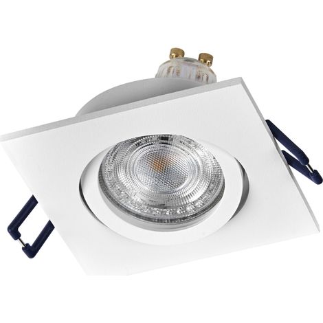 Spot Set Spot LED encastrable carré flexible blanc, 4,5 W 2700 K blanc chaud, aluminium, montage par clic, lot de 3 (1/4)