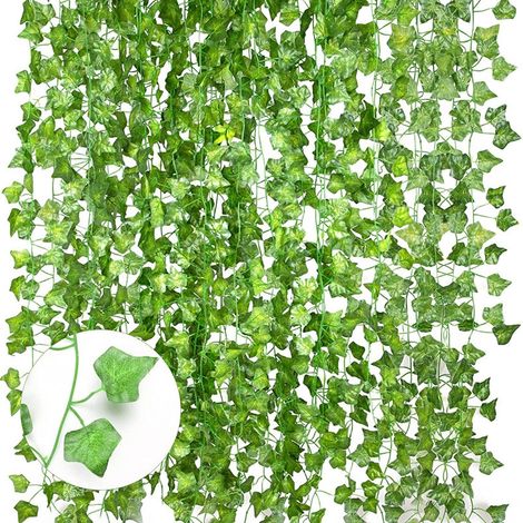 Künstliche Efeuranken für Balkondekoration, kletternder Efeukranz, Blätter, für Hochzeiten im Freien, Garten, Wanddekoration, 12 Stück