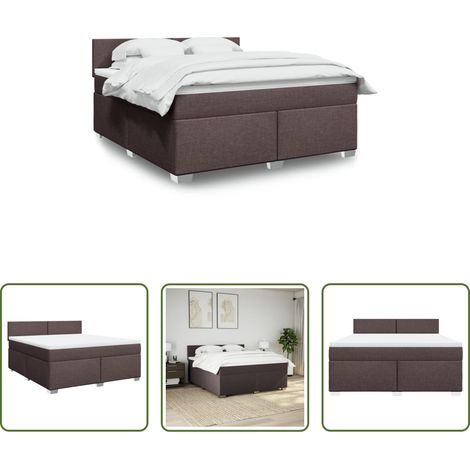vidaXL Taschenfederkern - Boxspringbett mit Matratze Dunkelbraun 180x200 cm Stoff (1/5)
