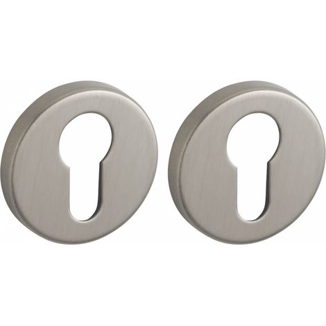Coppia di rosette tonde Ø 50 mm con foro cilindro, nichel satinato – THIRARD (1/3)