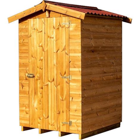 Abri bois Therma Habrita Foresta THE 1212.01 N 1,35m2 double pente avec plancher simple porte plaques ondulées (1/5)