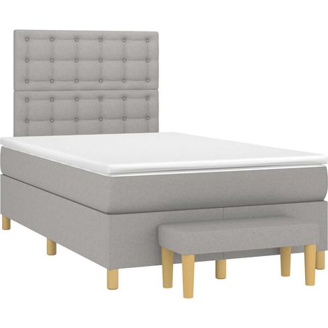 Cama box spring con colchón tela gris claro 120x190 cm (1/5)