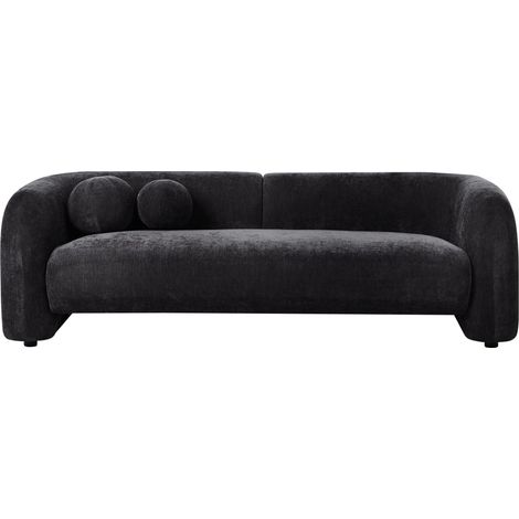 Canapé Moderne en Tissu 3 Places avec Coussins Meuble de Salon Noir Leiren