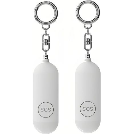 2er-Pack persönliche Alarme mit LED-Notlicht – Schlüsselanhänger – 130 dB – Wiederaufladbar – Tragbar – Warnung bei niedrigem Batteriestand – Akustischer Sicherheitsalarm für Frauen und Männer (1/4)