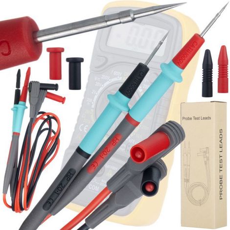 Cordons De Test - 1000 V CAT III - 20 A - Pointe Broche 0 4 Mm - Isolation Silicone Flexible - Pour Multimètre - Jeu Noir Rouge (1/5)
