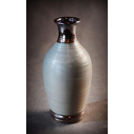 Vaso grigio con finiture color grafite, medio, 12,5x12,5x27 cm (1/2)