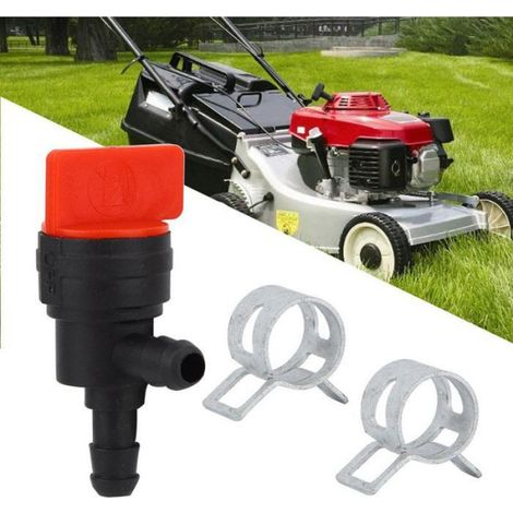 2pcs Vanne d'arrêt de carburant 90 degrés - Conduite 0 18 0 2 pouces Avec pince - Briggs & Stratton Tecumseh - Plastique noir (1/5)