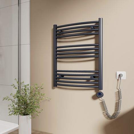 EMKE Elektrischer Handtuchheizkörper 75x60cm 300W Handtuchtrockner mit heizstab WLAN-fähig mit TUYA/Smart Life App, Google Home & Alexa, 4 Heizmodi, Fenstererkennung, Kindersicherung Anthrazitgrau