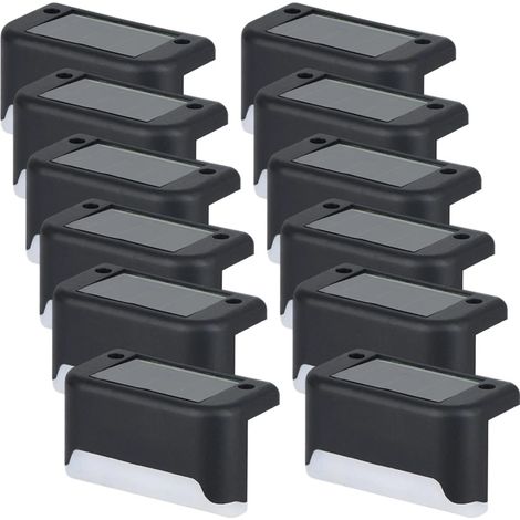 12er-Pack wasserdichte, warmweiße Solarleuchten für den Außenbereich, geeignet für Garten, Terrasse, Wege, Zäune, Treppen und Balkone, schwarz (1/5)