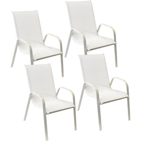 Set di 4 sedie MARBELLA in textilene bianco - alluminio bianco