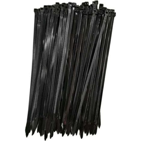 Collier de Serrage Réutilisable Plastique, 250 mm x 7,6 mm, Attache Câble Réutilisables, Serre Câbles Rilsan Nylon, Colliers Serre-Cable 250mm, Noir, Lot de 100 Pièces (1/5)