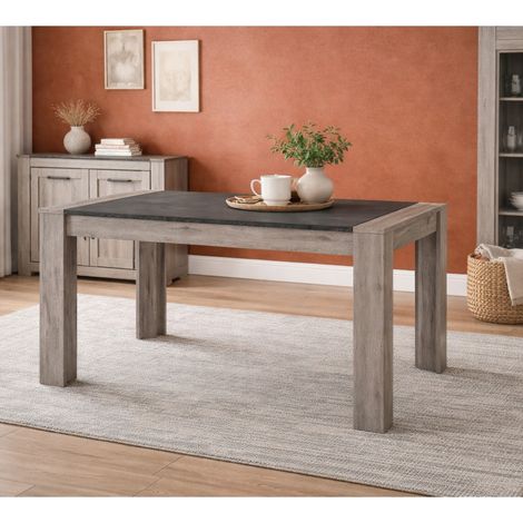 Table à manger moderne rectangle chêne gris MAYA (1/3)