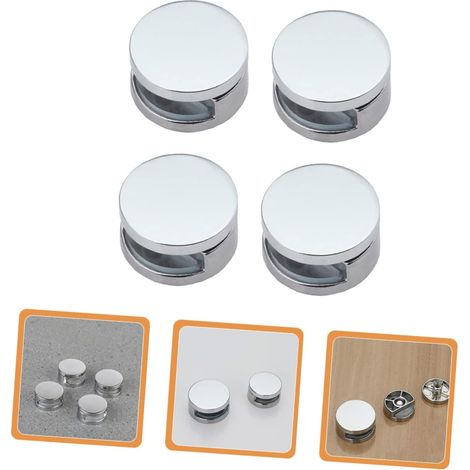Accessoires de fixation pour miroir, lot de 4 supports en verre robustes, fixations murales pour miroir, solides et durables (1/4)