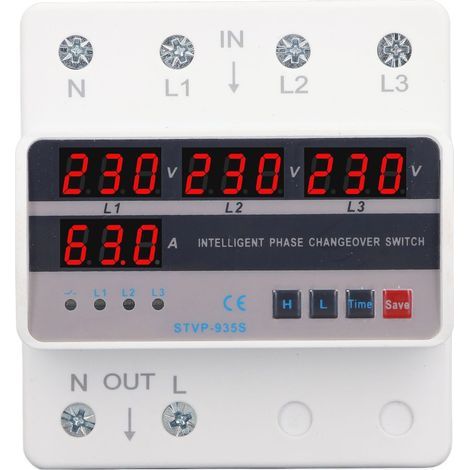 Commutateur de transfert triphasé, changement automatique monté sur Rail DIN, dispositif de protection contre les surtensions, AC220V 63A (1/5)