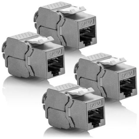 4x Module Keystone CAT 6a Jack - Blindé STP Connecteur RJ45 Installation Snap-In Montage Câble Brut CAT 500Mhz 10GBit/s (1/4)
