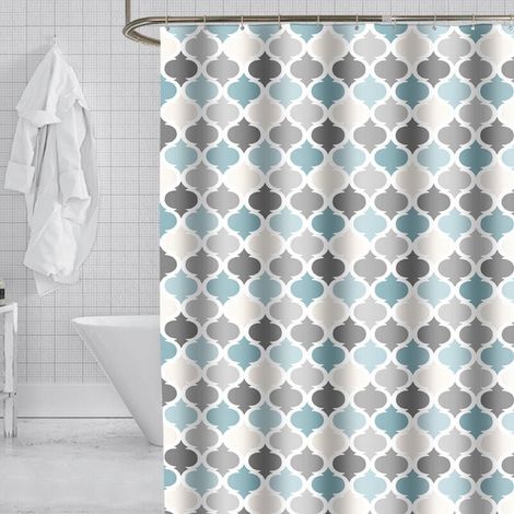 KZQ Grauer Duschvorhang, 180 x 200 cm, schimmelresistent, wasserdicht, mit beschwertem Saum, waschbar, Polyester (1/4)