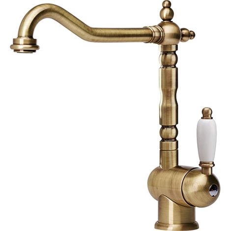 1 - Robinet De Cuisine - Mitigeur Évier - Tête En Céramique - Bec Pivotant 360 Degrés - Pour Cuisine - Vieil Or - 29x21,5cm (1/2)