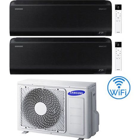 Climatiseur Samsung Windfree BLACK R32 Wifi Dual Split Inverter 9000 + 9000 BTU avec certification UE AJ050TXJ2KG/EU NOUVEAU 2025 Classe A+++/A++ (1/5)