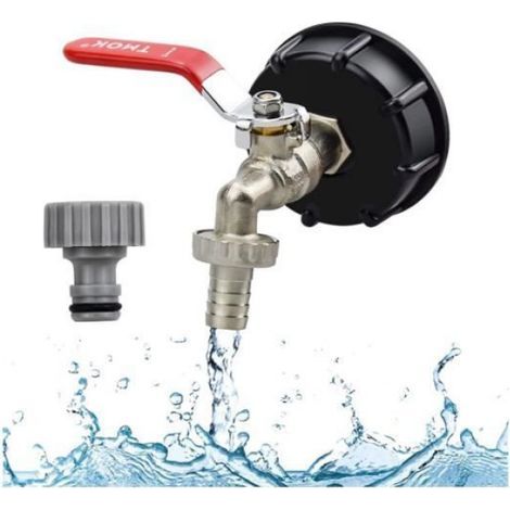 1000-Liter-Tankhahn, 1000-Liter-Regenwassersammelbehälter, IBC-Tankadapter, 1/2"-Gewindeanschluss, Adapterkappe (1/5)