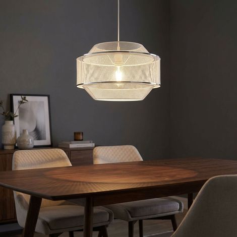 LED Pendelleuchte Hängeleuchte Esszimmerlampe Gitteroptik Silber Metall D 45 cm (1/5)