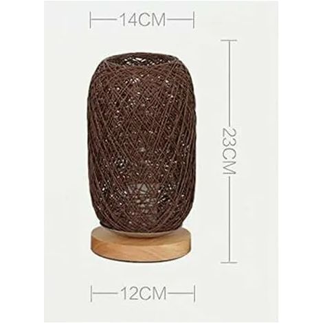 Lampe de chevet en bambou et rotin, éclairage LED dimmable, base bois naturel, design scandinave créatif, idéale table de nuit, ambiance chaleureuse, moderne et élégante. (1/4)