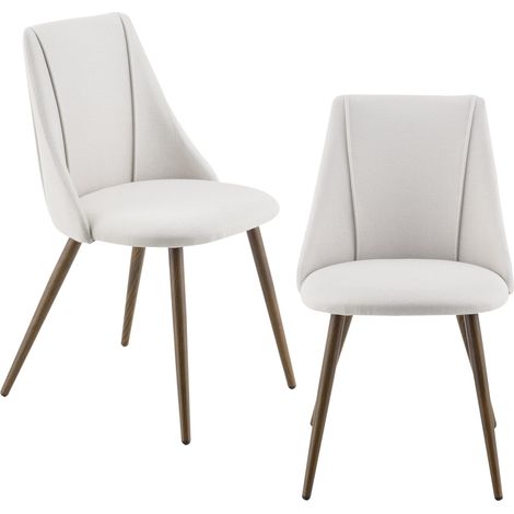 Set di 2 sedie da cucina sala da pranzo rivestite in tessuto gambe in metallo con seduta effetto legno poltrona da soggiorno beige 83 x 50 x 53 cm 030005729