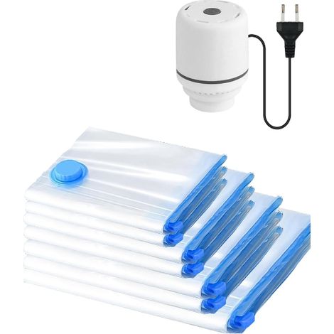 Bolsas Vacio Ropa con Bomba Eléctrica, 7 Piezas Bolsas Almacenaje Ropa - 1 extragrandes, 2 grandes, 2 medianas y 2 pequeñas para Edredón (1/5)