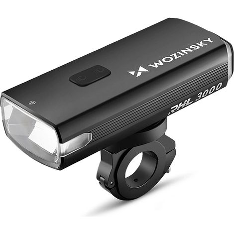 Luz delantera para bicicleta con cable USB-C, 3000 lm - Negra (1/5)