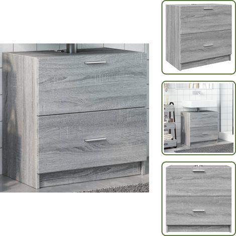 The Living Store Meuble d'évier sonoma gris 59x37x59 cm bois d'ingénierie - Meubles De Salle De Bain - Armoire De Lavabo - Meuble Vasque - Rangement Salle De Bain - Ameublement Salle De Bain (1/5)