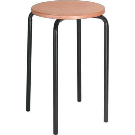 Tabouret empilable STIER avec châssis en tube d'acier robuste, hauteur 500 mm, hêtre naturel (1/4)