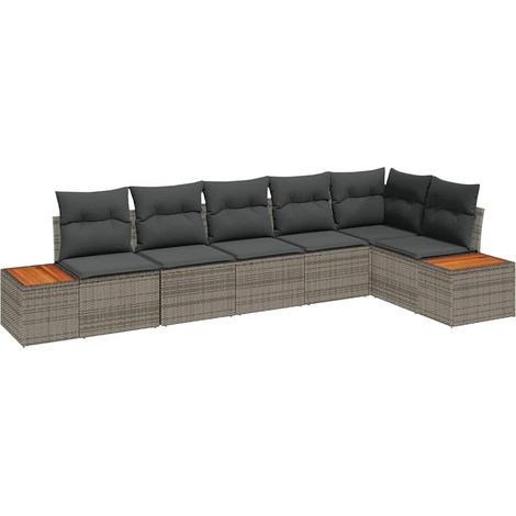 Maison Exclusive - Gartensofa-set mit Kissen 6 pcs Grau Poly Ratt