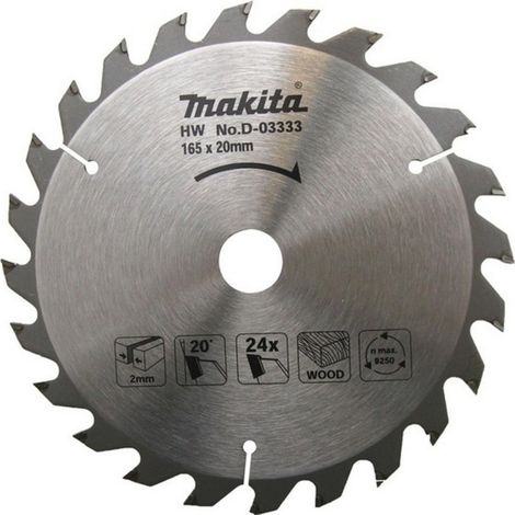Makita D-03333 Circular Saw Blade for Wood 165 x 20mm x 24T