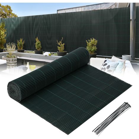 TolleTour Frangivista in PVC Effetto Bambù per Giardino e Balcone – Recinzione Oscurante, Frangivento, Schermo Privacy per Balcone e Giardino 100x600cm Verde