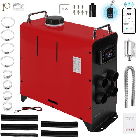 Jiubiaz Diesel Standheizung 8 KW Luftheizung Air Heater Luft Dieselheizung 12V 24V für Auto RV LKW Wohnmobil Bus LCD schalter App Control Rot (1/5)
