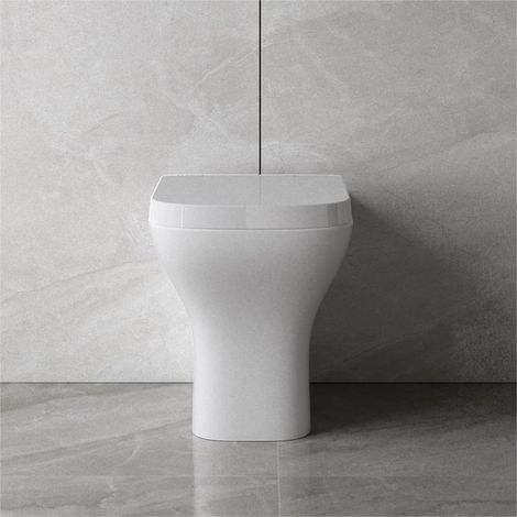 Bathroom Back to Wall Toilet Modern Pan Square Soft Close Seat WC (1/7)