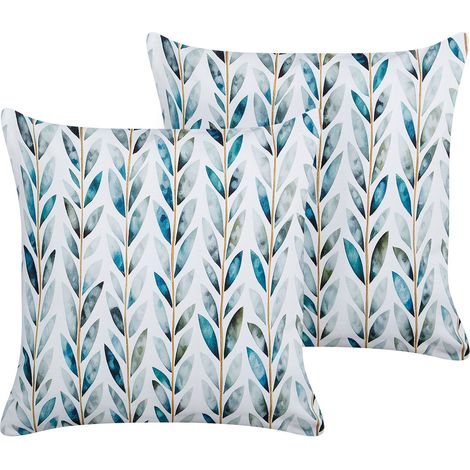 Gartenkissen 2er Set LOANO Pflanzenmuster 45 x 45 cm Grün