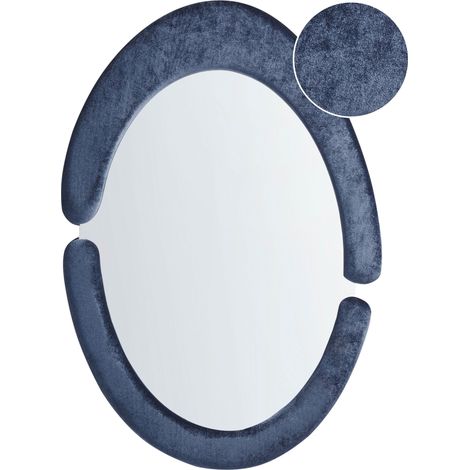 Miroir Mural Moderne Cadre en MDF 53 x 89 cm Décoratif Suspendu Forme Irrégulière Bleu Foncé Culan