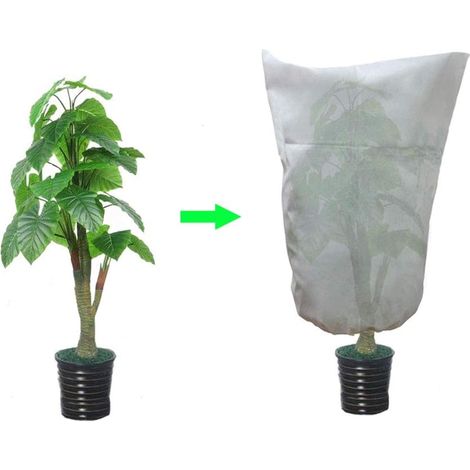 Lot de 2 housses hivernales pour plantes 0,6x0,8 m, protection contre le froid respirant en tissu respirant, couverture antigel pour pots fleurs arbustes et jardin extérieur (1/3)