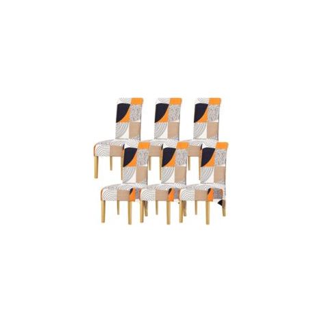 XL-Stuhlhusse mit hoher Rückenlehne, Stretchdruck, Karomuster, Stuhlhusse für Esszimmer, Bankett, Hotel, Heimdekoration, Farbe 348, 6er-Pack - Crezuo