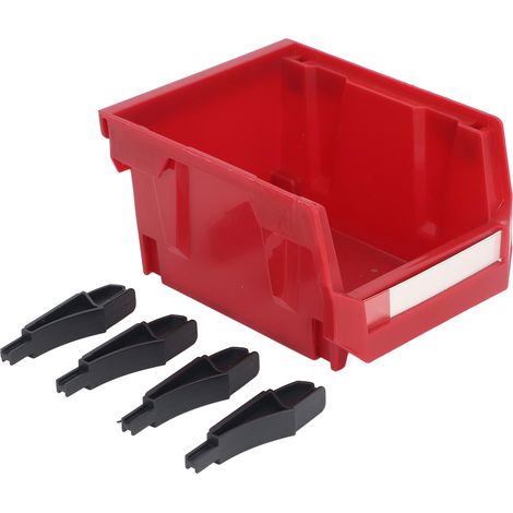 Support de rangement de pièces, montage mural empilable, bac à outils de magasin, organisateur à vis, bouche inclinée épaisse, Type combiné rouge (1/5)
