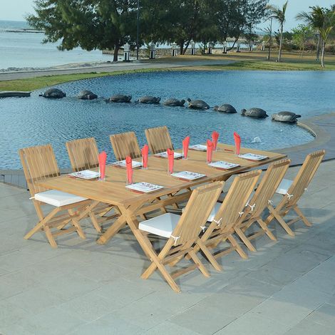 Salon de jardin teck massif Canoas, 8 places (1/5)